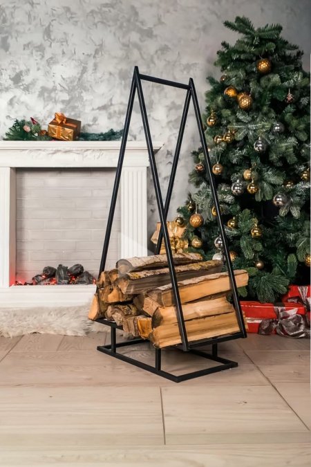 حامل حطب حديد “ستاند المثلث” 140×80×50 سم